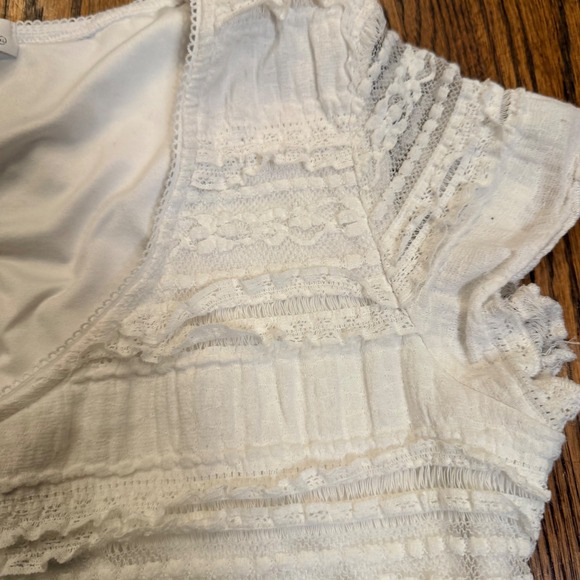 Good Days Project White Lace Tiered V-Neck Cap Sleeve Top Size XL - Picture 4 of 8